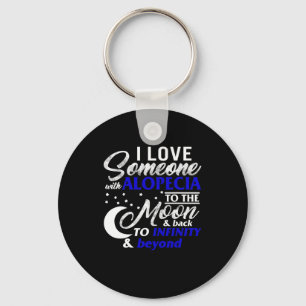 Alopecia Awareness Dark Blue Ribbon Hair Loss Supp Key Ring
