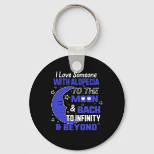 Alopecia Awareness Dark Blue Ribbon Hair Loss Supp Key Ring