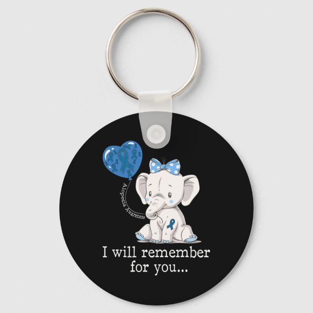 Alopecia Awareness Elephant 1 Key Ring (Front)