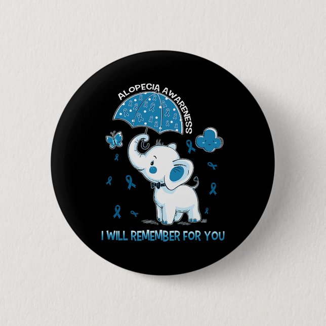Alopecia Awareness Elephant  6 Cm Round Badge (Front)