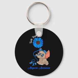 Alopecia Awareness Elephant Faith Hope Love Sunflo Key Ring