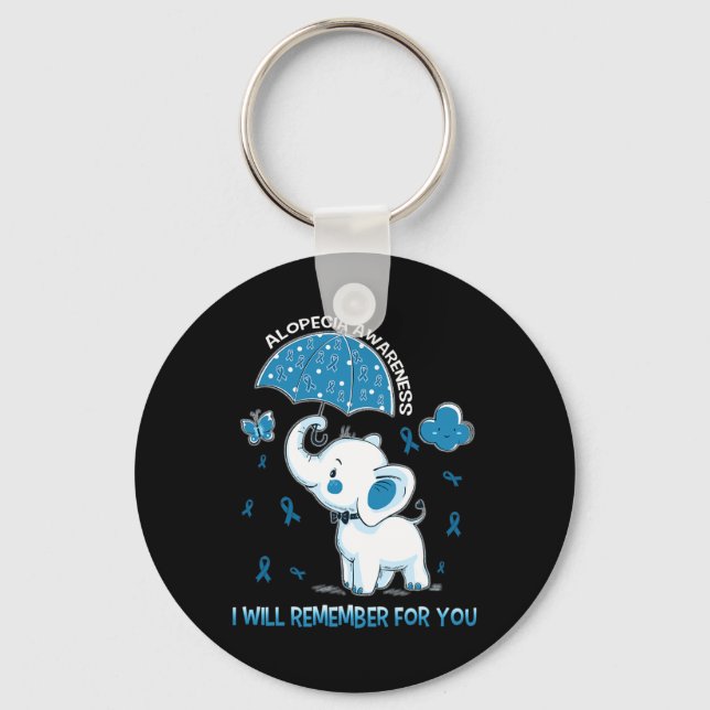 Alopecia Awareness Elephant  Key Ring (Front)