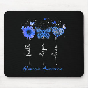 Alopecia Awareness Faith Hope Love Leopard Sunflow Mouse Pad