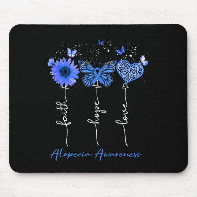 Alopecia Awareness Faith Hope Love Leopard Sunflow Mouse Pad (Front)