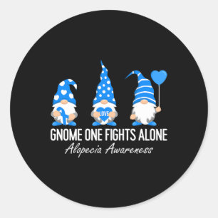 Alopecia Awareness Gnomes I Wear Blue Ribbon Suppo Classic Round Sticker