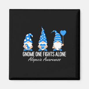 Alopecia Awareness Gnomes I Wear Blue Ribbon Suppo Magnet