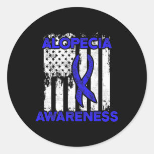 Alopecia Awareness Hair Loss Warrior Ribbon Surviv Classic Round Sticker