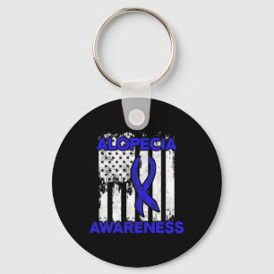Alopecia Awareness Hair Loss Warrior Ribbon Surviv Key Ring