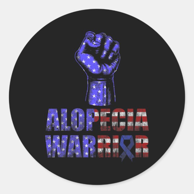 Alopecia Awareness Hair Loss Warrior Succeed Survi Classic Round Sticker (Front)