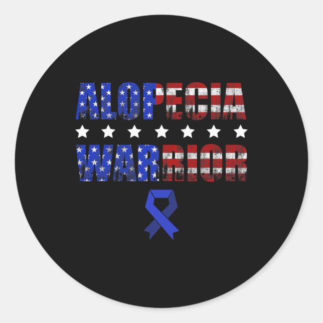 Alopecia Awareness Hair Loss Warrior Treating Surv Classic Round Sticker (Front)