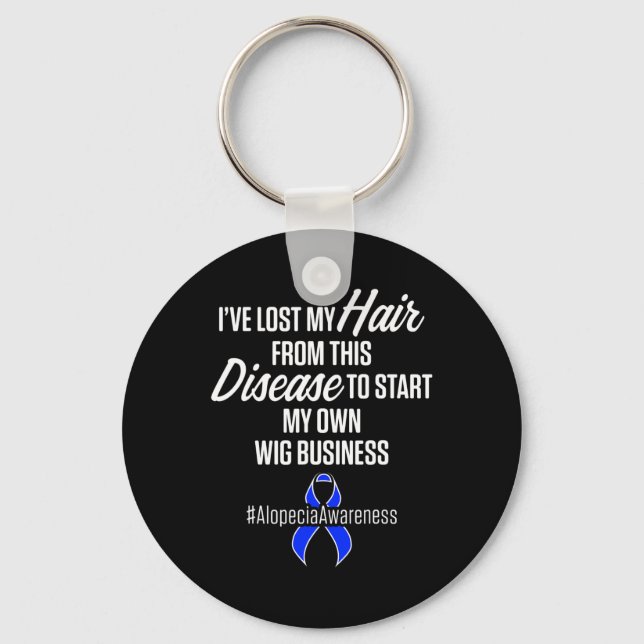 Alopecia Awareness Hair Loss Warrior Wig Survivor  Key Ring (Front)