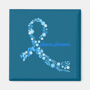 Alopecia Awareness Hippie Flower Blue Magnet