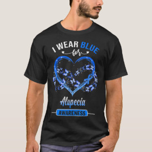 Alopecia Awareness I Wear Blue Butterfly Heart T-Shirt