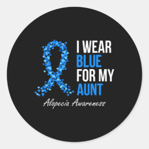 Alopecia Awareness I Wear Blue For My Aunt Blue Ri Classic Round Sticker