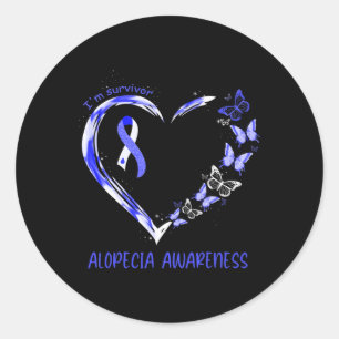 Alopecia Awareness I'm Survivor Heart Ribbon Classic Round Sticker