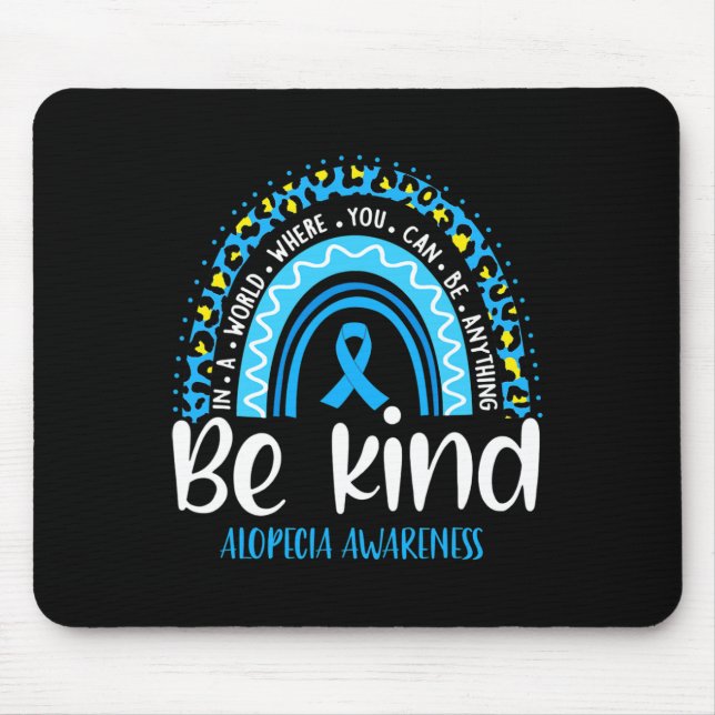 Alopecia Awareness Leopard Rainbow Choose Kindness Mouse Pad (Front)