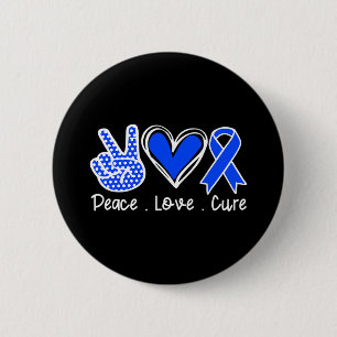 Alopecia Awareness Month Blue Ribbon Peace Love Cu 6 Cm Round Badge