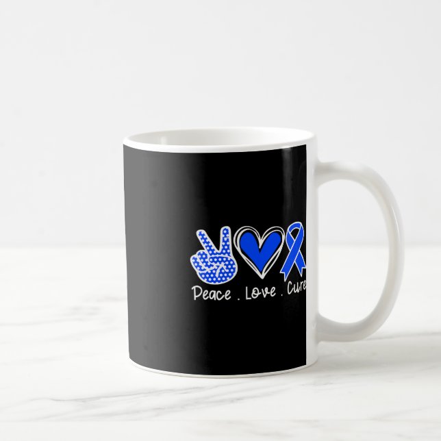 Alopecia Awareness Month Blue Ribbon Peace Love Cu Coffee Mug (Right)