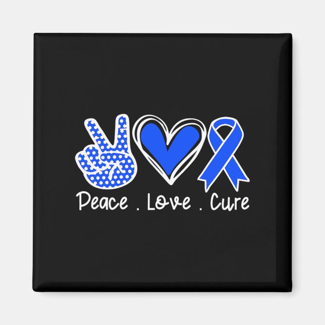Alopecia Awareness Month Blue Ribbon Peace Love Cu Magnet (Front)