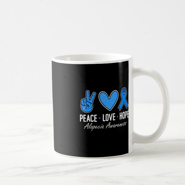 Alopecia Awareness Peace Love Hope I Wear Blue Rib Coffee Mug (Right)