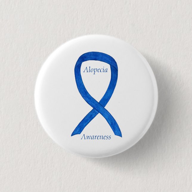 Alopecia Awareness Ribbon Custom Art Pin (Front)