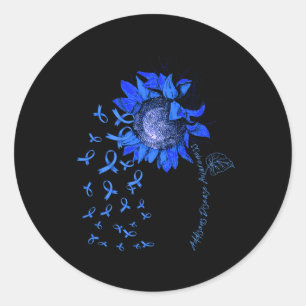 ALOPECIA Awareness Sunflower Blue Ribbon 1 Classic Round Sticker