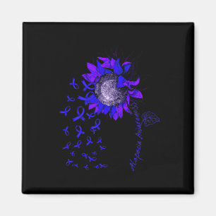 ALOPECIA Awareness Sunflower Blue Ribbon Magnet