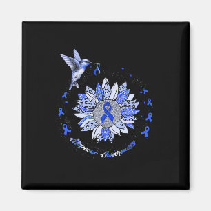 Alopecia Awareness Sunflower Hummingbird Ribbon  Magnet