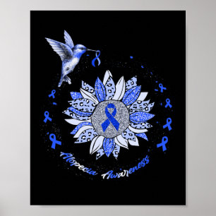 Alopecia Awareness Sunflower Hummingbird Ribbon Poster
