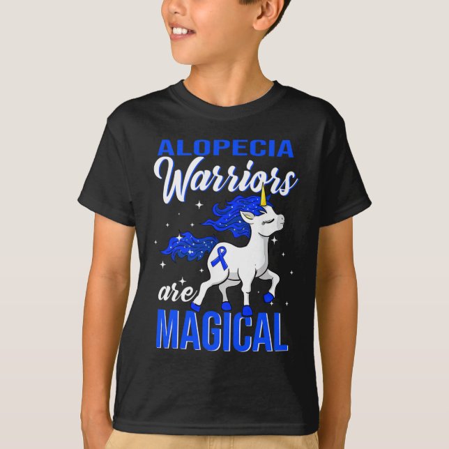 Alopecia Awareness Warrior Fun Unicorn  T-Shirt (Front)