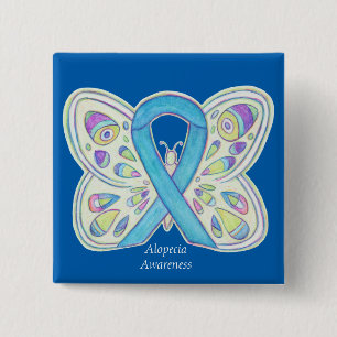 Alopecia Butterfly Awareness Ribbon Custom Art Pin