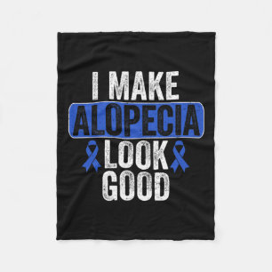 Alopecia Look Good Hair Loss Blue Ribbon Awareness Fleece Blanket