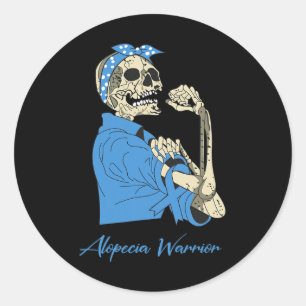 Alopecia Warrior Awareness Support Strong Skeleton Classic Round Sticker