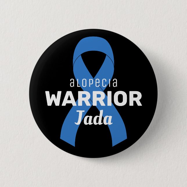 Alopecia Warrior Ribbon Black Button (Front)