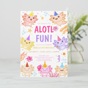 Alotl Fun Axolotl Under Sea Birthday Invitation