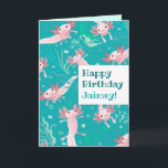 Alotta Pink Axolotls - Custom Greeting Card<br><div class="desc">This fun & colourful greeting card features adorable pink axolotls...  simply edit the name on front and inside message for a perfectly personalised gift that any animal lover will cherish. Click CUSTOMIZE to add additional text,  art or photos - OR- to edit font style and text colours</div>