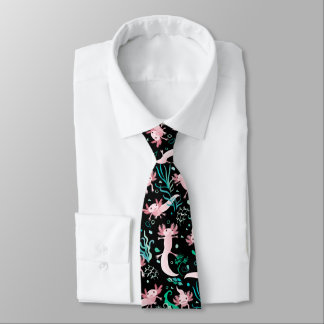Alotta Pink Axolotls on Black Neck Tie