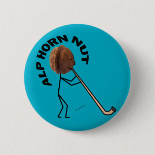 Alp Horn Nut 6 Cm Round Badge