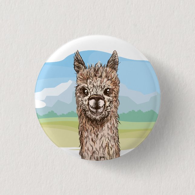 Alpaca   3 cm round badge (Front)
