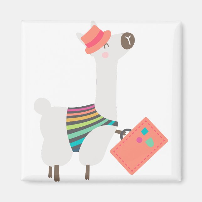 Alpaca and Suitcase Magnet (Front)