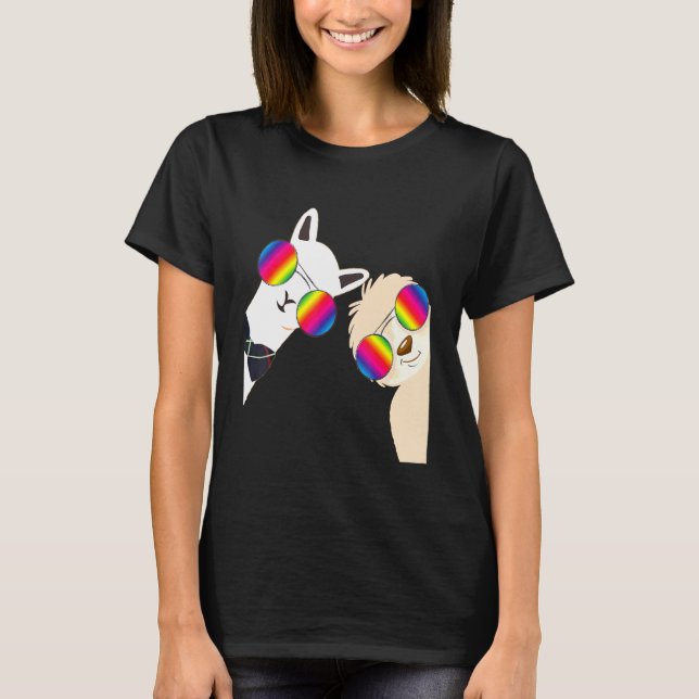 Alpaca Animal Friend Bff Rainbow Glasses Llama Slo T-Shirt (Front)
