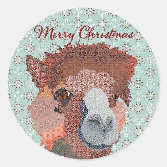 Alpaca Art Christmas Sticker