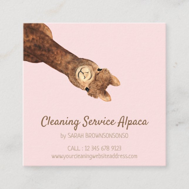 Alpaca baby pink square business card (Front)