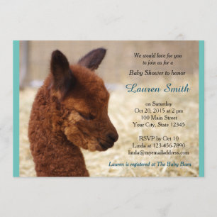 Alpaca Baby Shower Invitations Boy