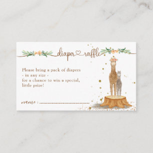 Alpaca Baby Shower New Mummy Diaper Raffle Enclosure Card