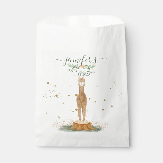 Alpaca Baby Shower Newborn Party Favour Bag (Front)