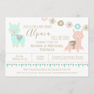 Alpaca Baby Shower Packed with Love Gender Neutral Invitation