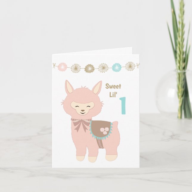 Alpaca Baby's 1st Birthday Card (Front)