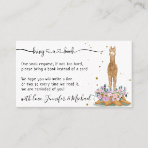 Alpaca Bring a Book Baby Shower Enclosure Card