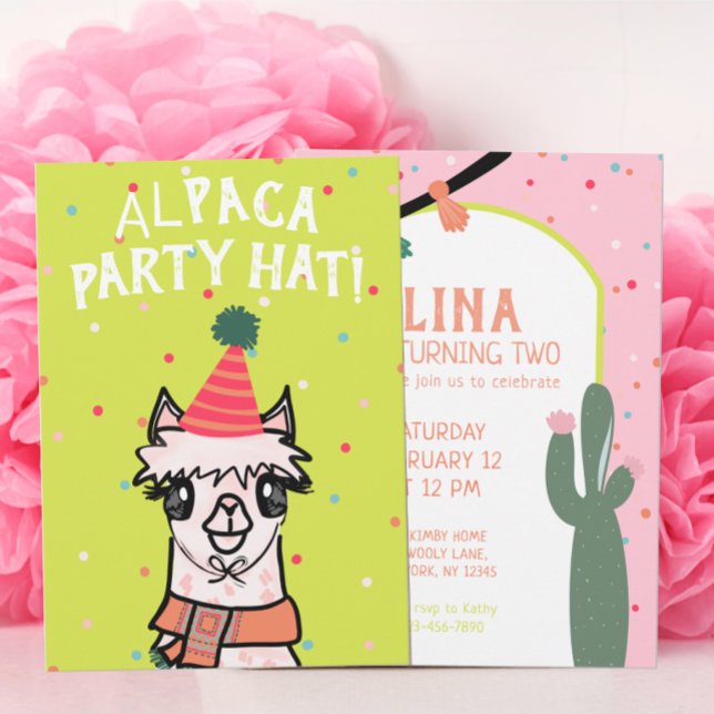 Alpaca Cactus Fiesta Birthday Invitation (Creator Uploaded)
